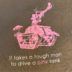 American Apparel Brown Tee with Pink Tank Graphic